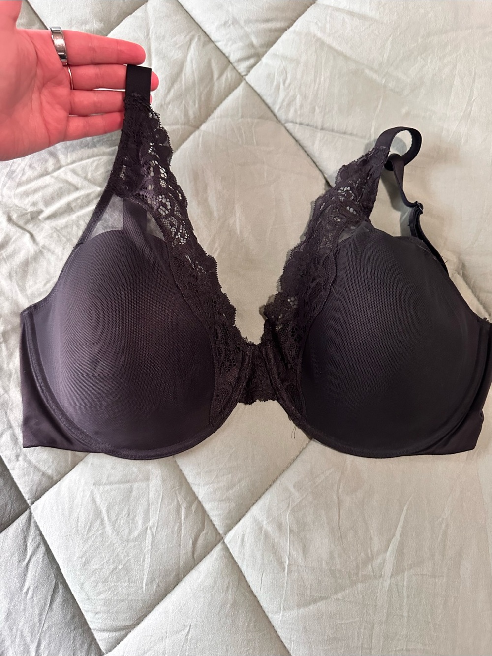 Lace Trim Black Women's Support Bra